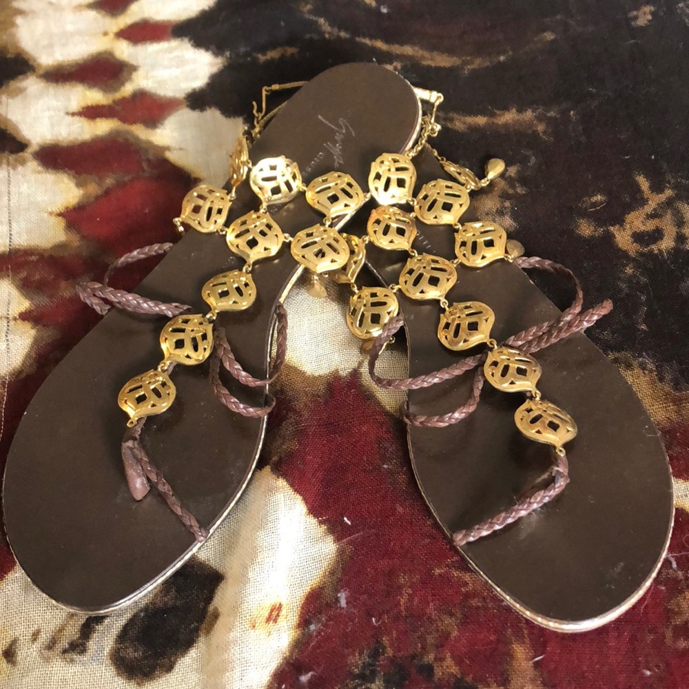 Giuseppe Zanotti Design gold braided sandals
